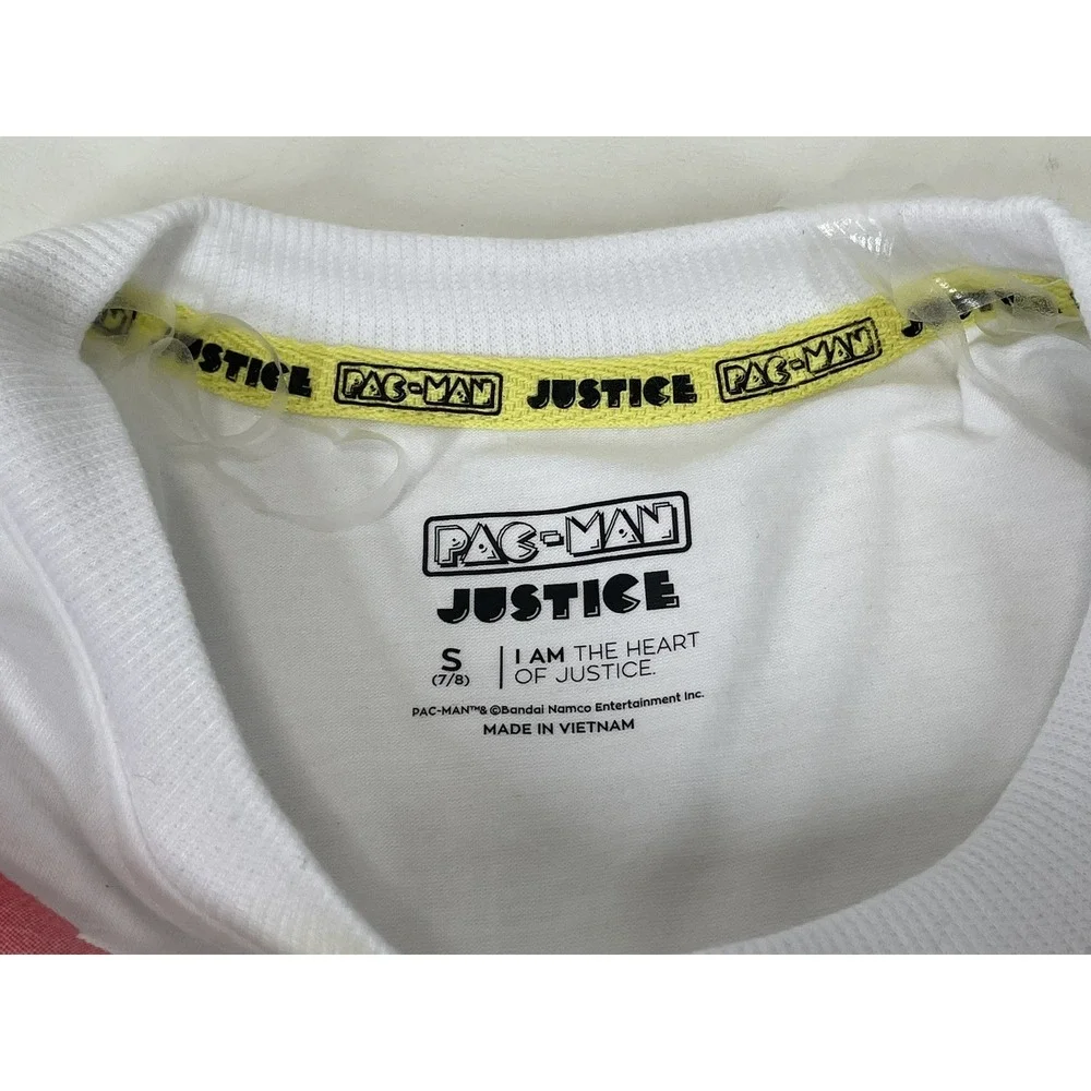Justice Girls Pacman Cropped Graphic‎ Tee Size S White